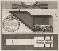 KG 12088
<br/>
Grafmonument van Kardinaal Richelieu in de Sorbonne te Parijs (doorsnede).
<br/>
<em>Picart, Bernard (1673-1733) - attr.</em>